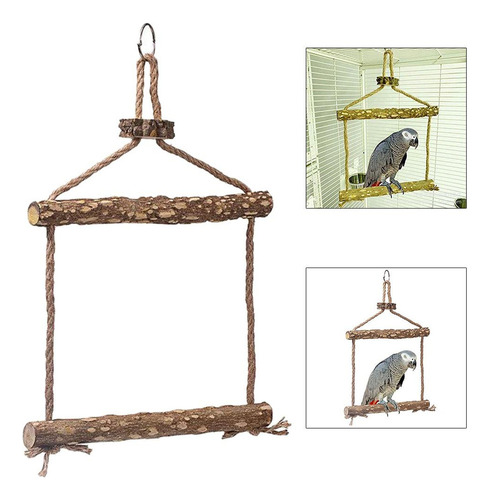 Nuevo Mascota De Madera Pájaro Columpio Loro Cockatiel
