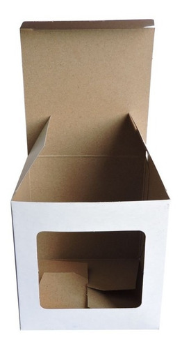 Caja Para Taza Taz1 Ventana X 250u Packaging Blanco Madera