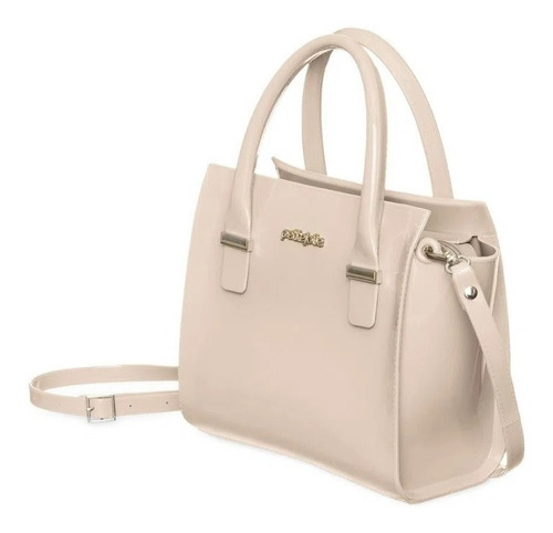 Imagem 2 de 2 de Bolsa tote Petite Jolie Love PJ5214 design liso de j-lástic nude com alça de ombro nude alças de cor nude e ferragens metal