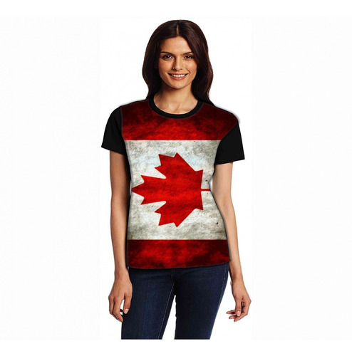 Camiseta Baby Look Bandeira Canadá