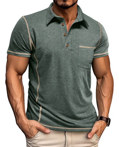Camisa Transpirable De Manga Corta Con Bolsillos De Moda