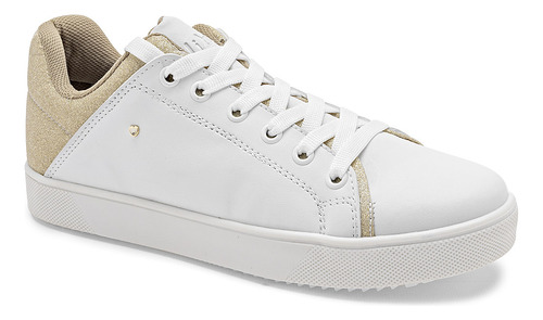 Tenis Casuales Mujer C Libre Blanco Oro 133-318