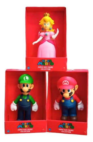 Muñeco De Colección Mario Bross Luigi Peach Grande 24cm