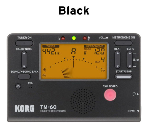Metrônomo De Sintonizador Korg Tm60bk, Preto, 2 Em 1
