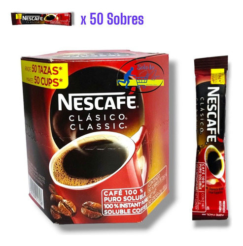 Café Instantáneo Nescafé Soluble Stick Sobre 2 G Pack X 50
