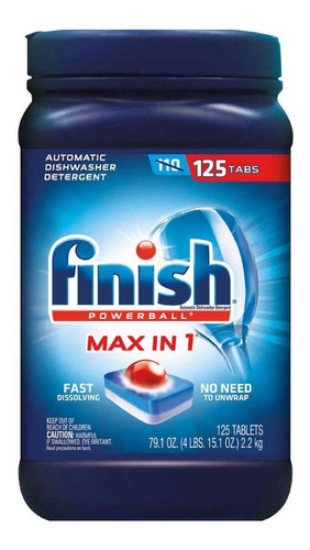 Imagen 1 de 3 de Finish Powerball Max (125 Pastillas) Detergente Lavavajillas