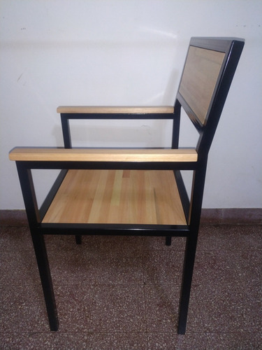 Imagen 4 de 5 de Silla Juego Comedor En Hierro Y Madera Tipo Industrial