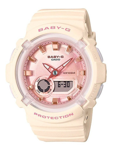 Reloj Casio Baby-g Bga-280-4a2dr Mujer 100% Original Color De La Correa Crema Claro Color Del Bisel Oro Rosa Color Del Fondo Oro Rosa