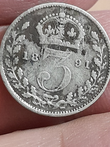 Moneda Inglaterra 3 Pence 1897 Km#777 Ref 630 Libro 3