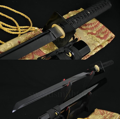 Ninjato Lâmina Negra Shinobi Katana Ninjutsu Afiada Aço 1060