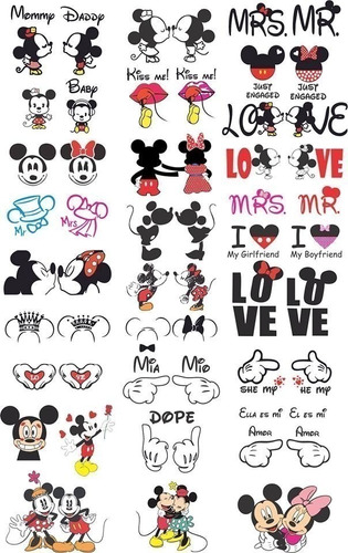 Plantillas Vectores Sublimación - Mickey Minnie Pareja Amor