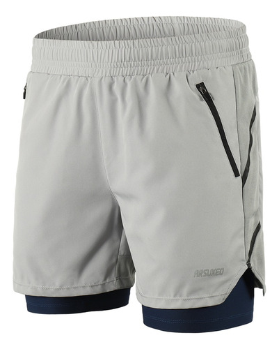 Shorts Deportivos 2 En 1 Transpirables Para Hombre