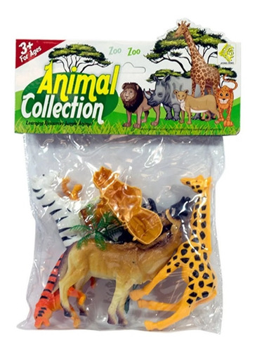 Set Animales Muñecos De La Selva X6 +2 Acc Juego Juguete