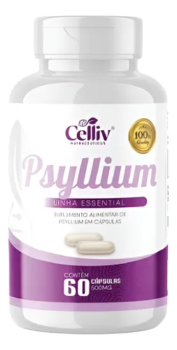 Psyllium Original 500 Mg 100% Fibra Natural - 60 Cápsulas