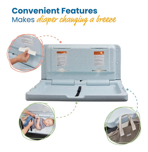 Horizontal Wall-mounted Baby Changing Station, Wall-mounted,