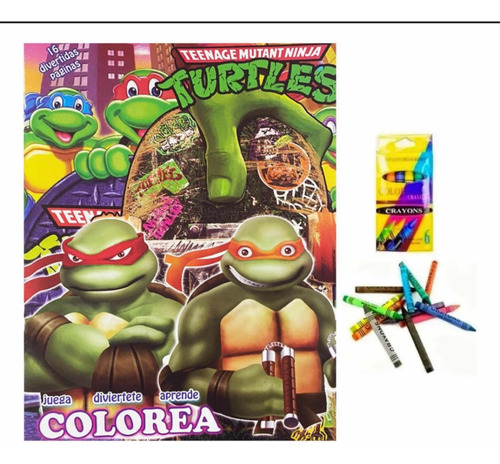 Tortugas Ninja 40 Libros Para Colorear Recuerdo Libro 40 Pz