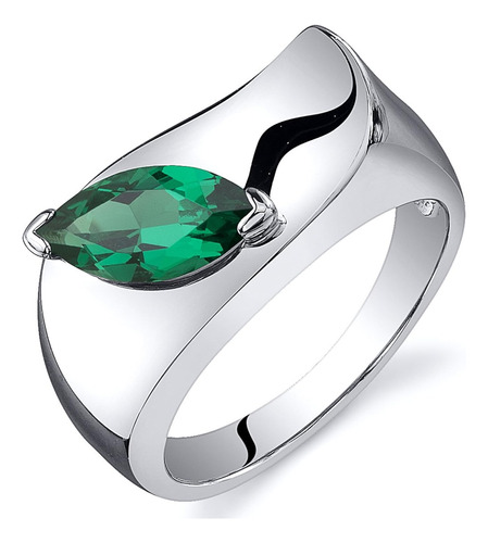 Simulated Emerald Museum Solitaire Ring For Women 925 Sterli