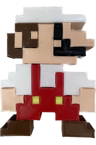 Figura Fire Mario Bros Nintendo Nes 8 Bit Retro 3d Pixel