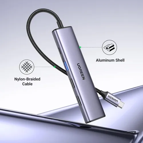Adaptador Usb-c Ugreen, Hdmi 4k, 5 Puertos, 3 Puertos Usb-a