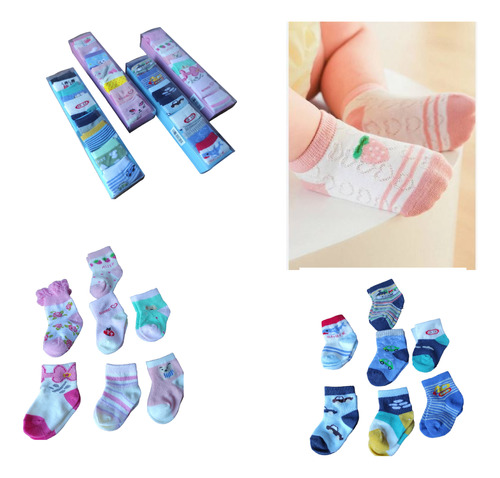 Pack 7 Pares Calcetines Bebe Recien Nacido 0-3 Meses Colores