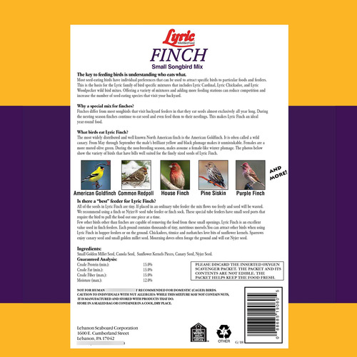 Lyric Finch Semilla De Pájaro Cantor Silvestre 5 Libras