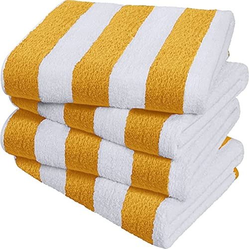 Utopia Towels Cabana Stripe Beach Towels, Yellow, (30 X 60 I