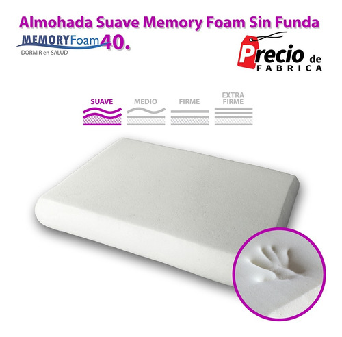 Almohada Suave Memory Foam Sin Funda