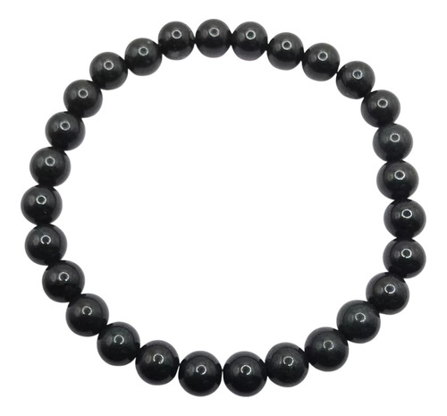 Pulsera De Piedra Natural Shungite Premium 6mmx18cm Color Negro Largo 18 Cm