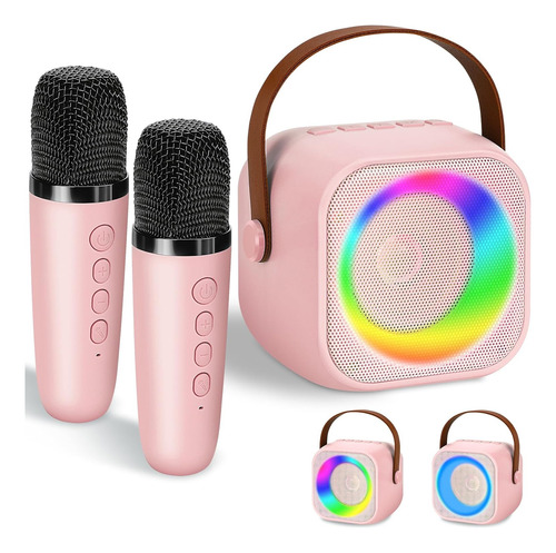 Mini Altavoz Portátil Bluetooth Karaoke Con 2 Micrófonos