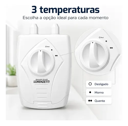 Aquecedor de Água Elétrico Lorenzetti Versátil 3 Temperaturas Branco 5500W