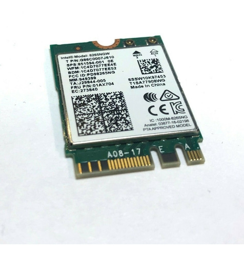 Tarjeta Wifi Intel 8265ngw Dual Band + Bluetooth