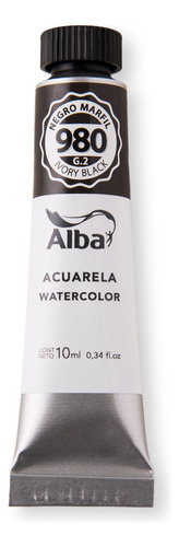 Acuarela Alba 10ml.negro Marfil 980