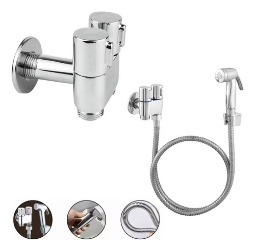 Ducha Higiênica Registro Saída Dupla 1/2 Chuveirinho Bidê Banheiro Lavatório