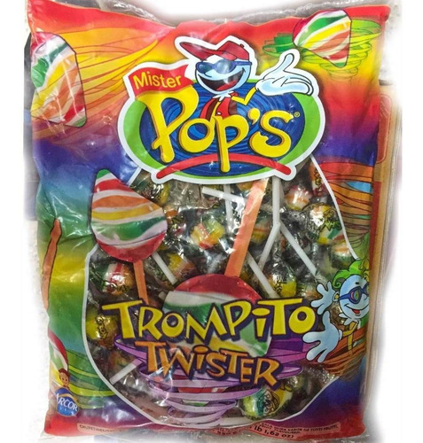 Imagen 1 de 1 de Chupetines Mr. Pop Trompito Twist Arcor Bolsa X 50 Unidades