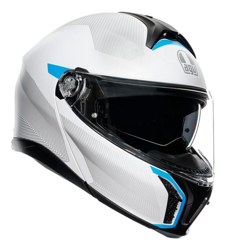 Casco Agv Tourmodular Frequency Gris/azul Mate Con Plk