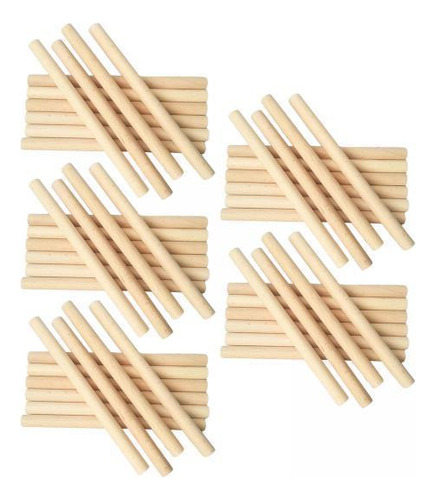 2 X 50 Uds. Palos De Madera Redondos Sin Terminar, Palos