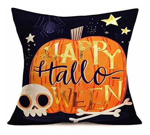 Smilyard Happy Halloween Throw Pillow Funda Calabaza Con Pat