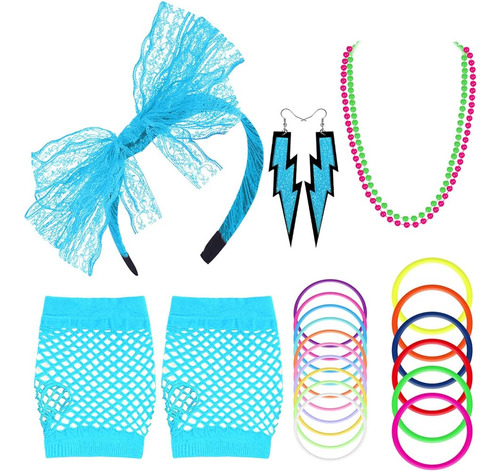 Onupgo 80s Disfraces Accesorios Conjunto Para Mujer Vestido 