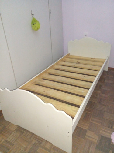 Cama De 1 Plaza C/colchón + Estante C/cajones En Madera