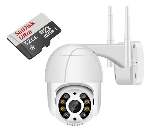 Câmera Ip Speed Dome Inteligente Mais Cartão Memória Sd 3 Cor Branco