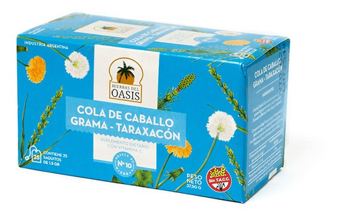 Imagen 1 de 1 de Te Diuretico Oasis Cola De Caballo Grama Toraxacon X25saq