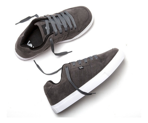 Imagen 2 de 5 de Zapatillas Skate Urbanas Cuero Gris Envio Gratis Valimited