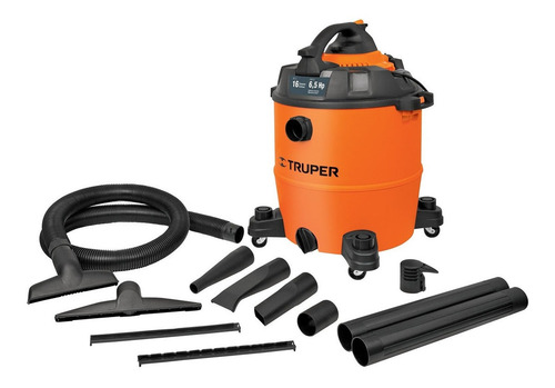 Truper ASPI-16 aspiradora industrial de tacho 60L naranja y negra 120V 60hz