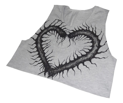Imagen 4 de 5 de Musculosa Crop Love Centipede Recortada Pintado A Mano
