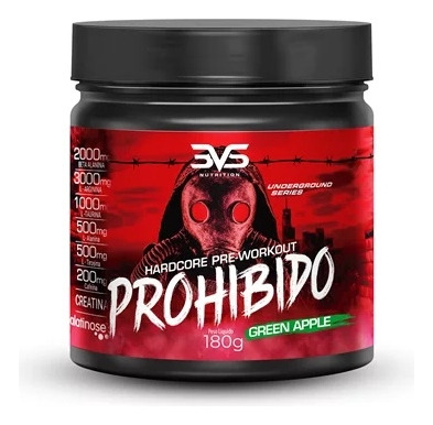 Prohibido Hardcore Pre Workout (180g) Green Apple Maçã Verde