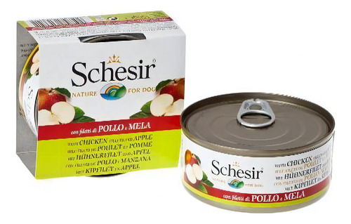 Alimento Schesir para cão adulto sabor frango e maçã em lata de 150g