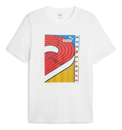 Playera Blanca Puma Graphics Rooted In Sports Tee Hombre