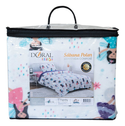 Sábanas Polar Hada Infantil 1.5 Plazas Doral Rosa Hada