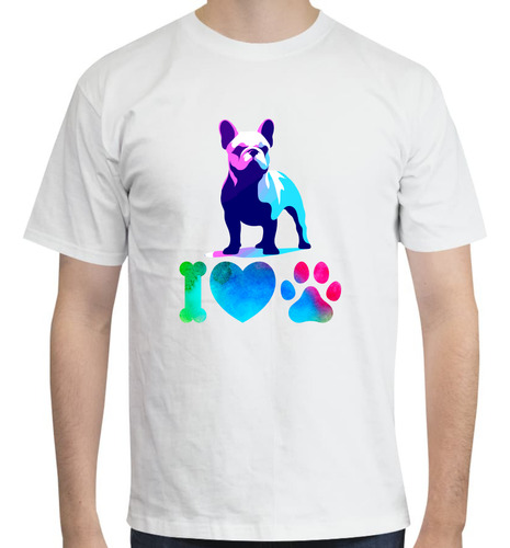 Playera Diseño Bulldog Frances - I Love Bulldog - Perros