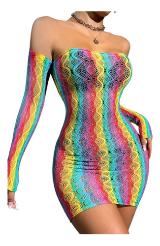 Vestido Liso Arcoiris, Incluye Vestido + Guantes